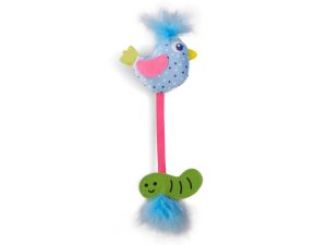 Speelgoed kat Bowi vogel met worm 22cm