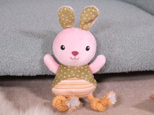 Speelgoed hond pluche Troeteltje Konijn+koord 16cm